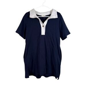 Entro Navy and White Collar Polo Shirt Dress, Preppy Boutique Dress Sz M